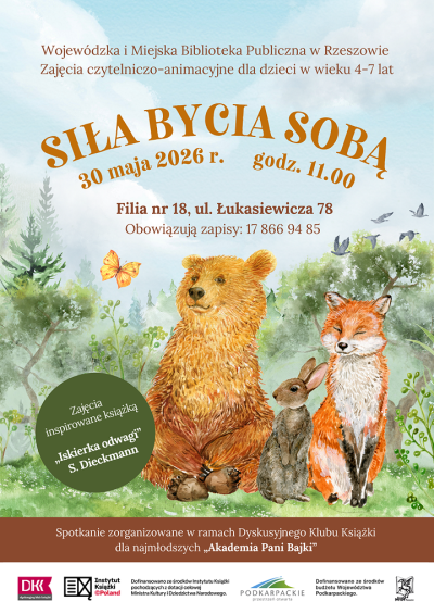 Grafika promująca spotkanie dla dzieci Siła bycia sobą